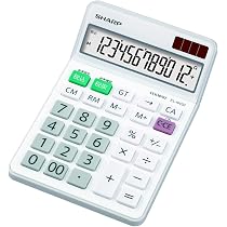 シャープ(SHARP) Amazon | シャープ(SHARP) 普通電卓 ホワイト ナイスサイズタイプ 12桁